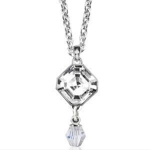 Swarovski Asscher Cut Spotlight Necklace • Silver Overlay • Vintage Glamour